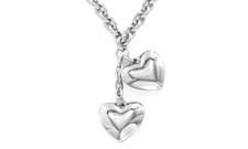 Stainless Steel Dangling Hearts Pendant Necklace