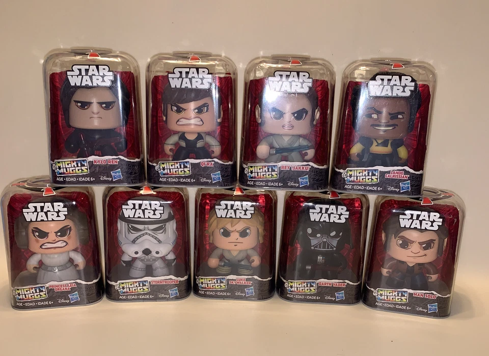 Disney Star Wars Mighty Mugs Action Figures by Hasbro Set Of 9 LUKE LEIA DARTH - Image 2 of 4