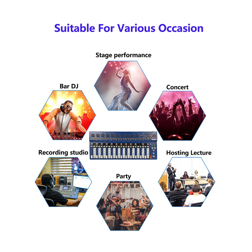 14-Channel Audio Mixer Console Stage Mixing Dynamic Wire Karaoke DJ Microphone   - Image 3 of 4