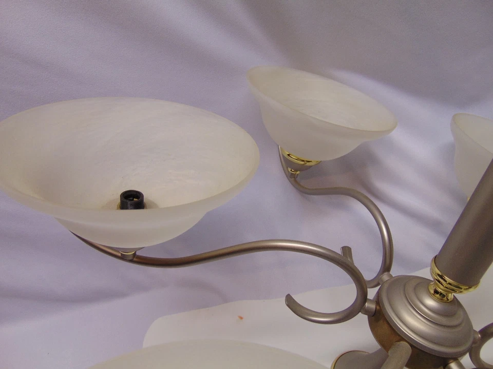 2003 Forecast Lighting Chandelier 5 frosted domes 28" x 19" F776-62 ES1945-CS - Image 2 of 4