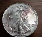 1986 SILVER EAGLE Coin-1oz .999 Pure -COLOR STAINED ACROSS HER GOWN...IS IT 4 U?