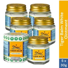 Tiger Balm White Ointment Headache Relief Nasal Congestion Insect Bite (5 x 30g)