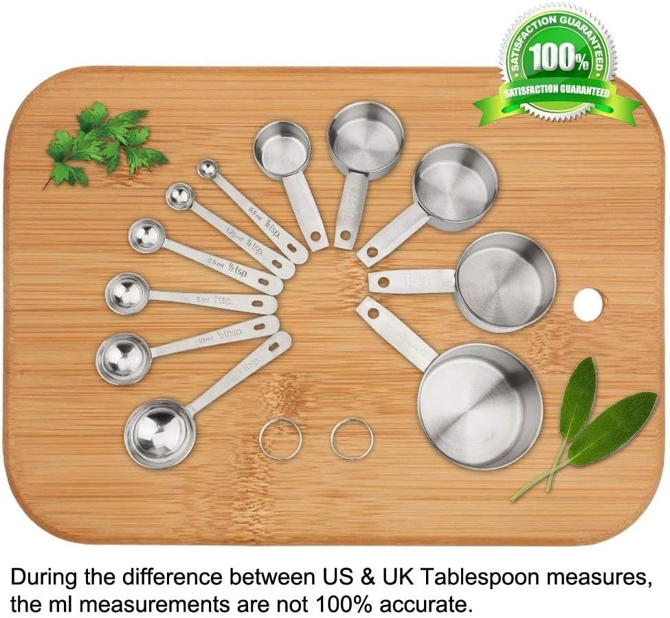 11PCS Stainless Steel Measuring Cups & Spoons Set Stackable for Cooking