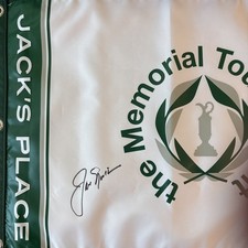 JACK NICKLAUS SIGNED MEMORIAL GOLF FLAG AUTO BAS BECKETT MASTERS RARE