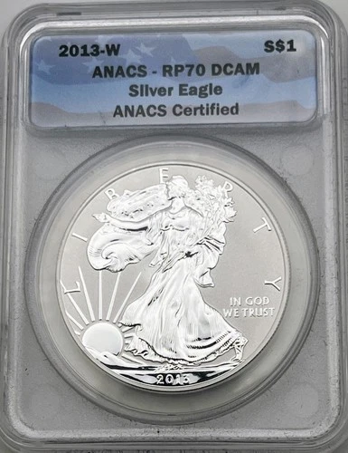 2013-W American Silver Eagle ANACS RP70 DCAM Reverse Proof .999 West Point