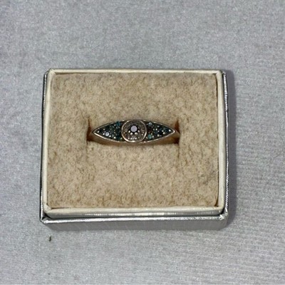 Blau & Schwarz Diamant Ring in Rotgold (0,25ctw) Gr. 8 Glückssymbol Schmuck