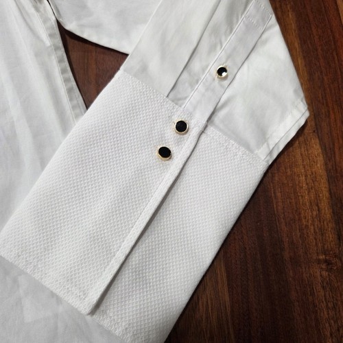 J. Crew Garçon Tuxedo Shirt Cotton Poplin BV830 French Cuff Enamel Buttons Sz 12 - Picture 4 of 10