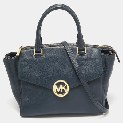 Michael Kors Umhängetasche dunkelblau Leder groß Hudson