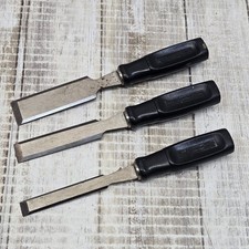 Vtg Stanley Wood Chisel Set 16-150 3 Pc 1/2" 3/4" 1"