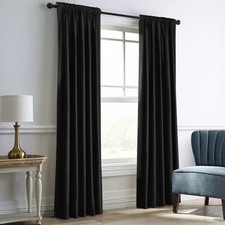 Dreaming Casa Darkening Black Velvet Curtains for 2 x 52"W x 108"L ,