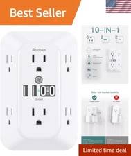 Compact Surge Protector Power Strip with 6 AC Outlets & Smart USB Charging Ports