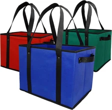 Reusable Grocery Box Bags. Large, Durable Heavy Duty Premium Quality Shopping To