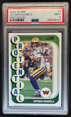 2024 Panini Score Jayden Daniels Protential RC Rookie #3 Commanders PSA 9