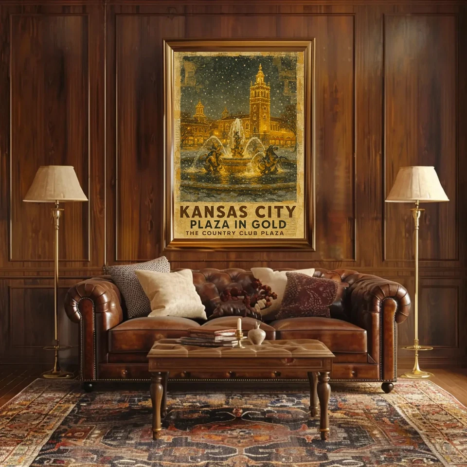 Póster de colección de fotografía de paisaje urbano Art Deco horizonte de Kansas City Plaza Foto 4 de 4