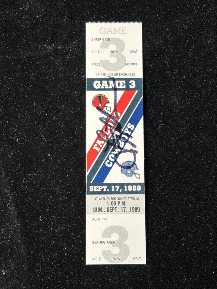 1989 TROY AIKMAN Singed 1ST TD Full TICKET DALLAS COWBOYS DEION SANDERS MT🏈 - Image 4 of 4