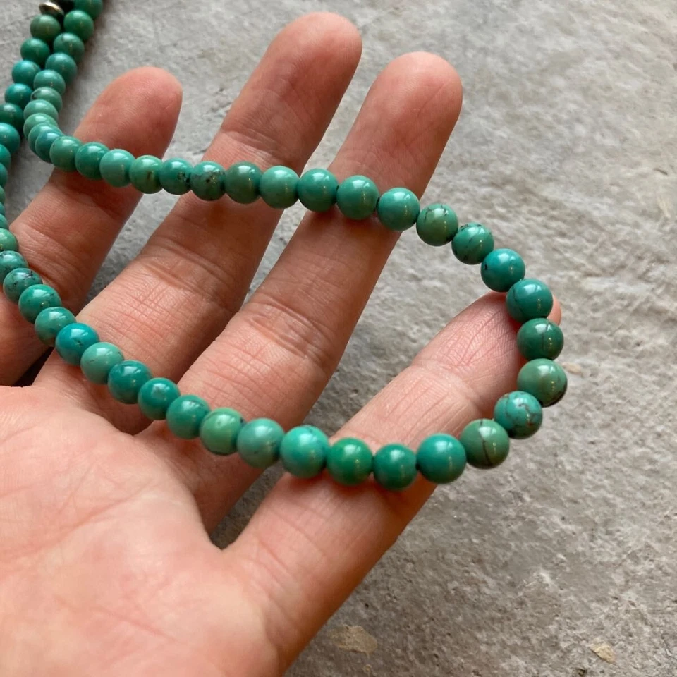 Natural Green Turquoise Necklace with SV925 Navajo Pearl, 40cm, Unisex - Image 4 of 4