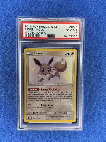 2019 Pokemon S & M Hidden Fates # SV41 Shiny Holo Rare Eevee Mint PSA 10