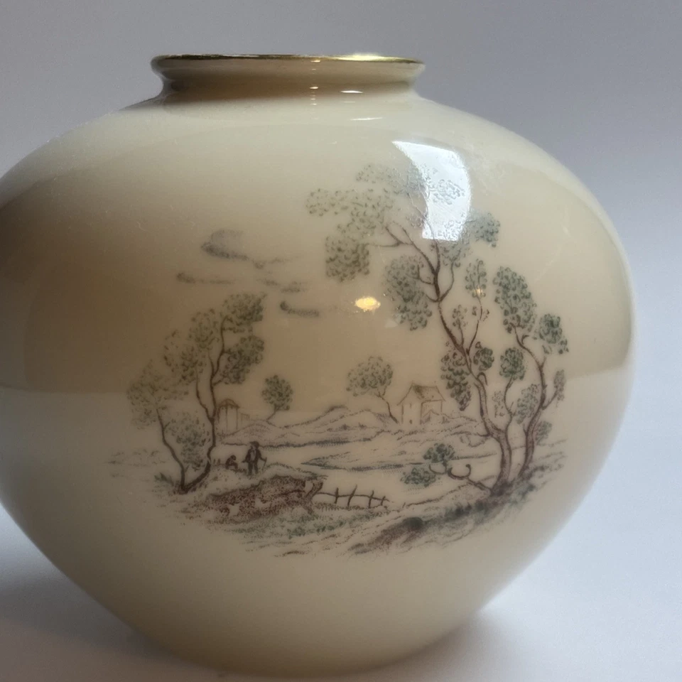 2511002 Fürstenberg Porzellan Vase, Kugelvase, Dekor Bäume Landschaft ca. 9,5 cm - Bild 2 von 4