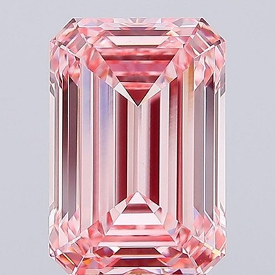 Natural Earth Mined Diamond 7.05cts emerald  PINK Brilliant VVS1 CERTIFIEd 14 mm