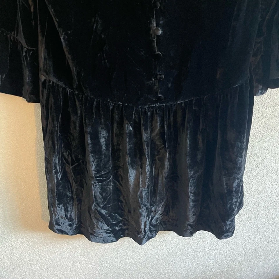 Madewell Velvet Bell Sleeve Dress Mini Babydoll Silk Blend Women’s Size Small - Image 4 of 4