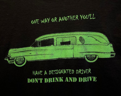 Hearse T Shirt Glow In The Dark Black Mens XL Funeral Home Driver Halloween