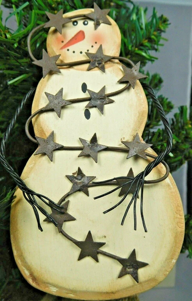 Juego de 2 adornos de muñecos de nieve de madera de tamaño mediano - Nuevo de Blossom Bucket #34323 Foto 4 de 4