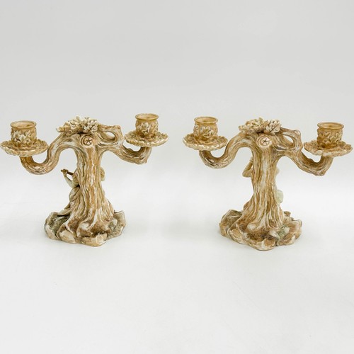 Pair Royal Worcester Porcelain Blush Ivory Candelabras Figures Musicians 1885 - Picture 4 of 9