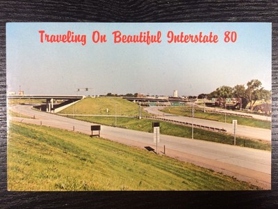 Traveling on Beautiful Interstate 80 I-80 Highway Chrome Postcard Unused