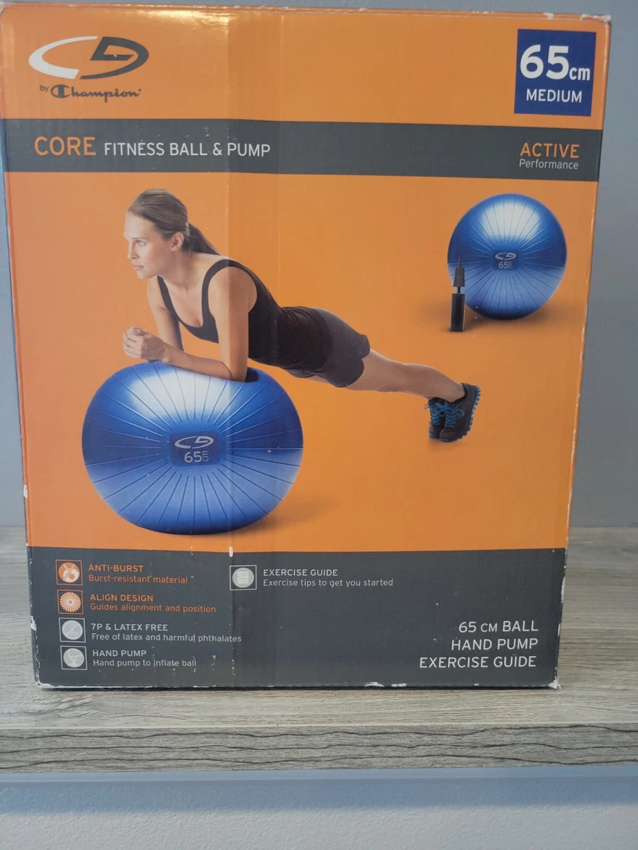 CORE FITNESS BALL AND PUMP 65cm Medium bu CHAMPION. IN OPEN BOX