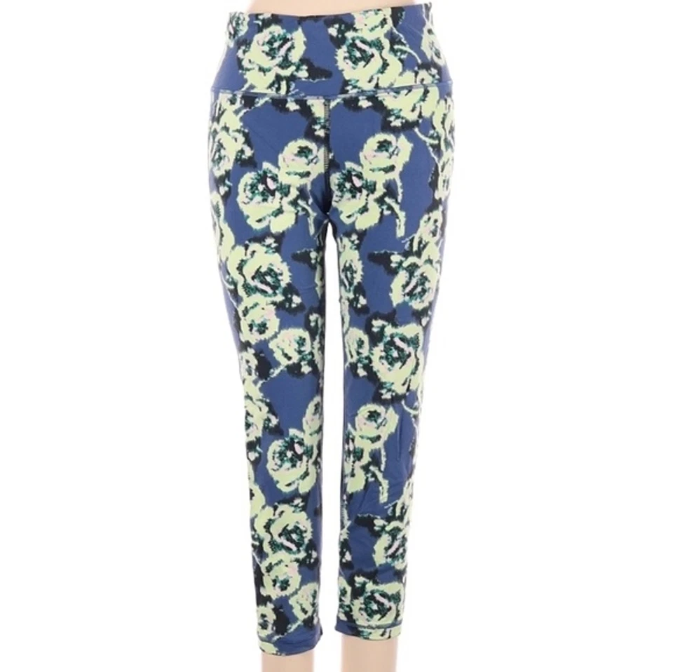 Victorias Secret Mujer S VSX Deportivo Knockout Floral Capri Leggings Azul Amarillo Foto 2 de 4
