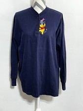Disney Store Characters Vintage Winnie The Pooh Henley Shirt Blue Large 14/16