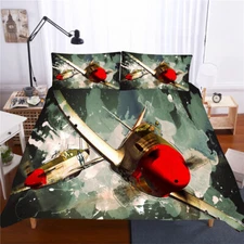 Airplane Painting Single Double Queen Super King Bed Quilt Doona Duvet Cover Set