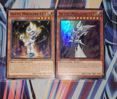 Yugioh Silent Magician LV4 common & Silent Magician LV8