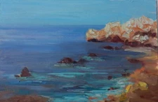 Original oil painting Seascape Crimea Ukraine, 20x30 cm ( 8х12 inch), mountains 