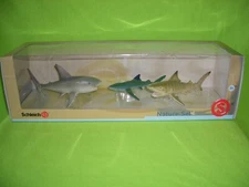 SCHLEICH GREAT WHITE SHARK, BLUE SHARK & TIGER SHARK PACK #40961 *FREE SHIPPING*