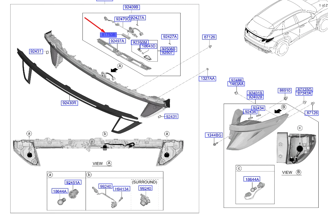 HYUNDAI TUCSON NX4 MK4 Tailgate Outside Handle 81820N7020 NEW  