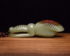 Exquisite Hetian Jade Nephrite Hand-carved Praying Mantis Statue YuPei Pendant