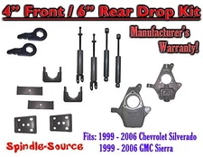 4" / 6" Drop Kit + Shocks FOR 99 - 07 Chevrolet Silverado GMC Sierra 1500 4WD