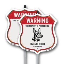 Warning Property Protected by Pharaoh Hound Made in the  Shield Sign With Stake