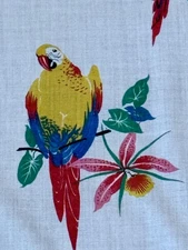1950’s Tropical Birds Mid Century Novelty Toucan Barkcloth Era Vintage Fabric