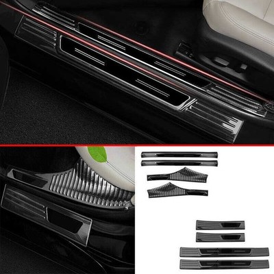 For Cadillac Ct5 2020-2024 Black Titanium Door Sill Scuff Plate Cover Guards 8p