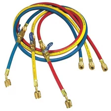 Yellow Jacket 25986 Manifold Hose Set, 72 In, Red, Yellow, Blue