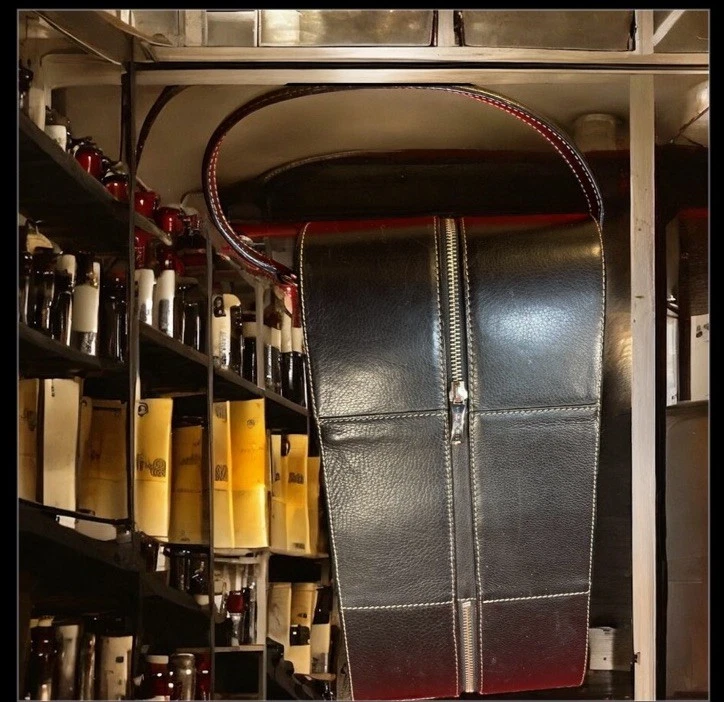 Fossil Executive Collection Leather Bag Black Wine Carrier Case Holds 2 Bottles - Image 2 of 4