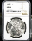 1882 S Morgan Silver Dollar - NGC Certified MS64, PQ White !!