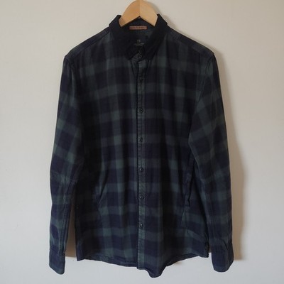 Scotch & Soda Shirt Men XL Slim Green Plaid Button Up Cotton Tartan Shacket Work