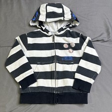 Vintage Volcom Skate Full Zip Face Mask Hoodie Black White Stripes Toddler 2t