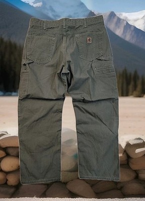 Carhartt B159 DMS Loose Fit Canvas Carpenter Pants 36x30 Dark Moss
