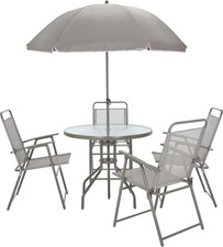 Monico Grey 4-Piece Outdoor Dining Set with Umbrella  Table