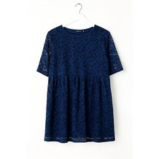Boohoo Lace Smock Dress Navy Floral UK 22 Plus Size 42” Chest Lined Party