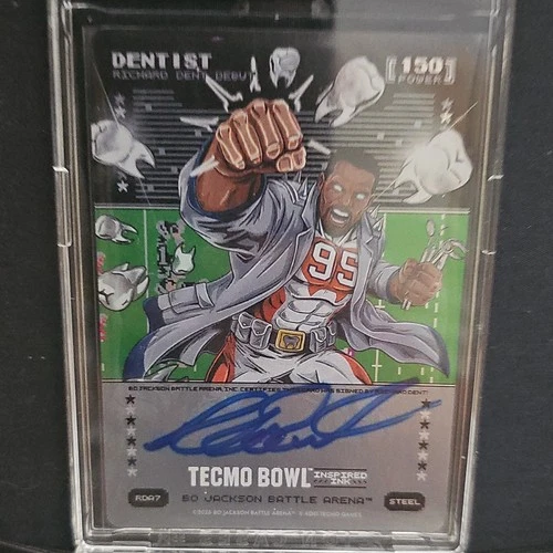 Tecmo Bowl Bo Jackson Battle Arena Dentist Richard Dent Steel Auto 150 Ink